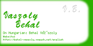 vaszoly behal business card